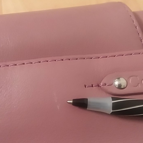 Cole Haan Mauve Small Leather Baguette Handbag with Silvertone Hardware - Picture 16 of 16